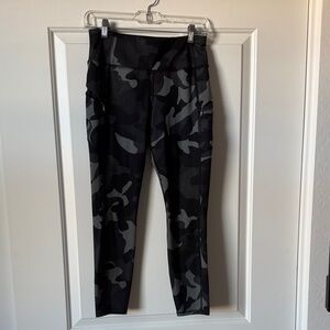ATHLETA Black and Gray Camouflage Leggings